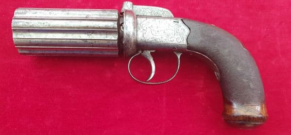A very rare massive EIGHT SHOT English percussion pepper-box revolver by WITTON DAW & Co. Ref 2760